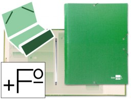 Carpeta clasificadora Liderpapel 12 departamentos Folio cartón forrado verde